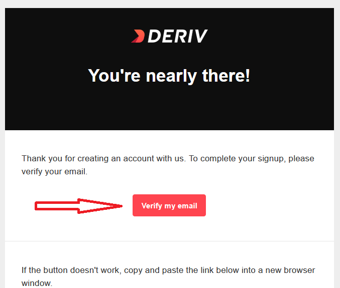 enter email into deriv